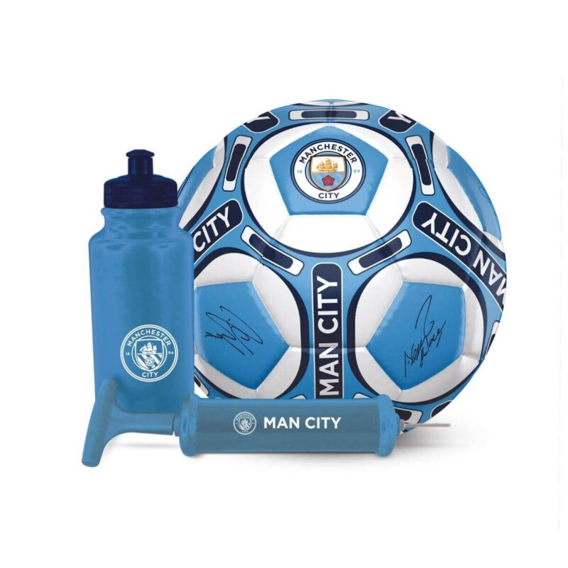 Man City Signature Football Waterbottle & Pump Gift Set